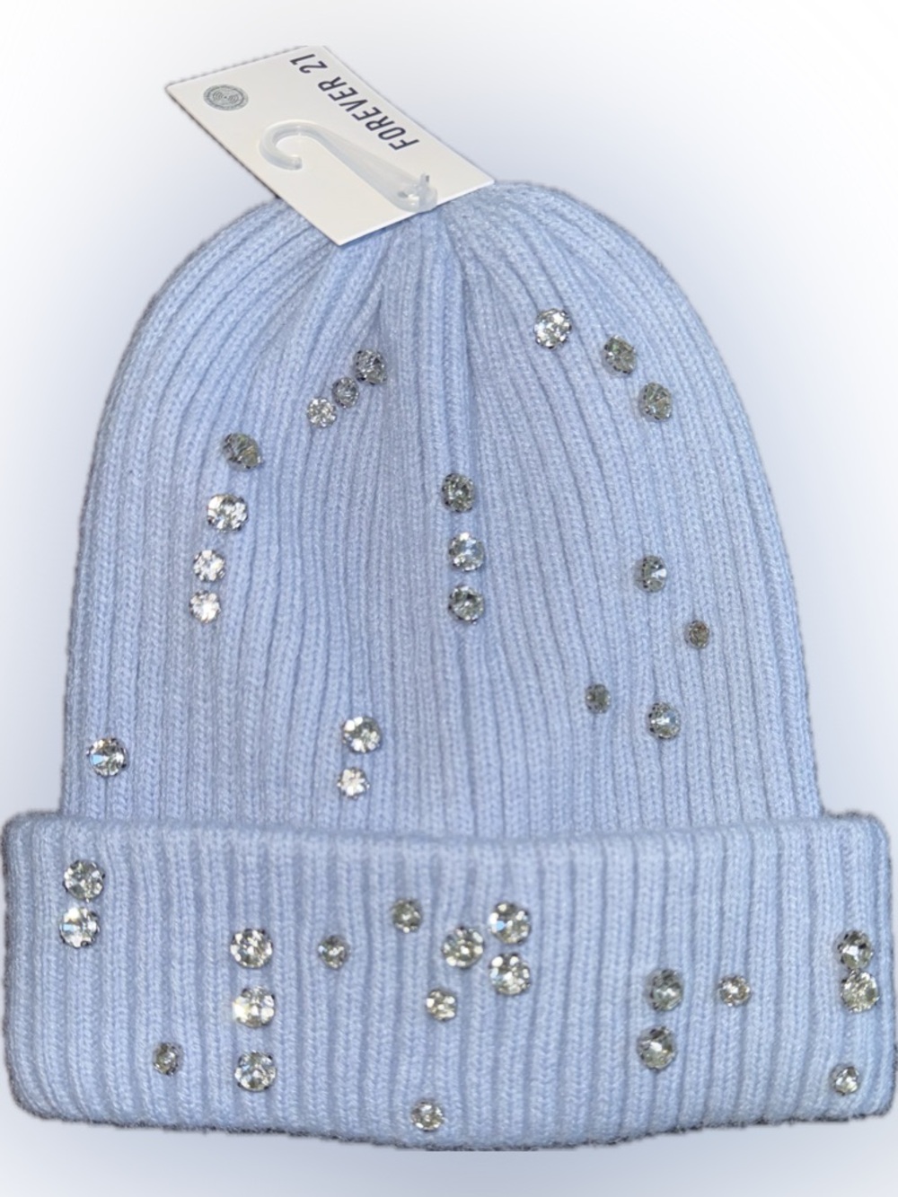 Forever 21 blue knit rhinrstoned beenie cap! One size. NWT